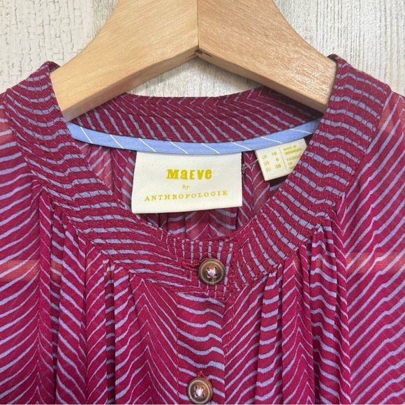Anthropologie Maeve Imogen Long Sheer Button Front Tunic Top Size 6 - Picture 13 of 14